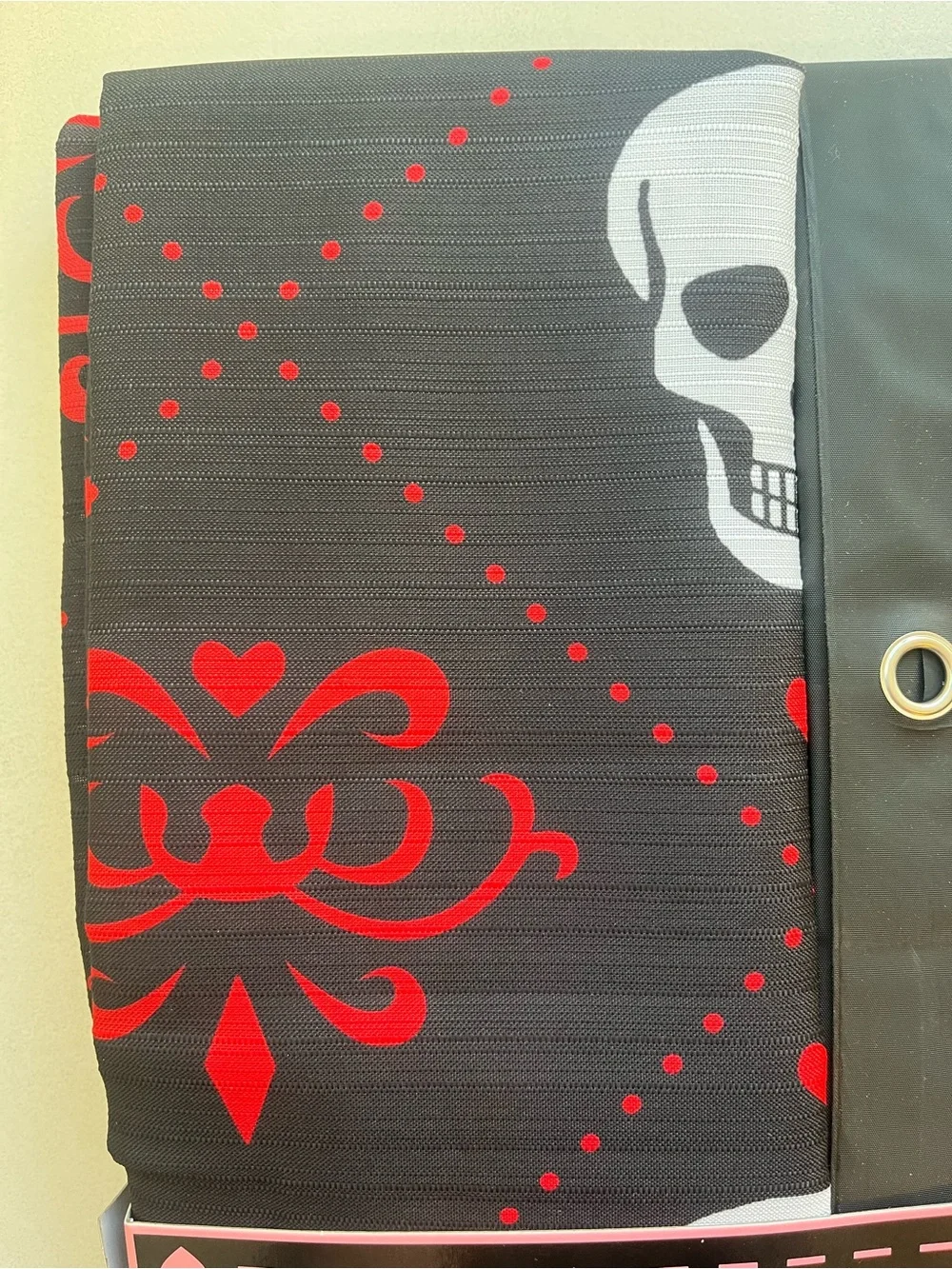 Betsey Johnson Halloween Black & Red Skull Shower Curtain Set
